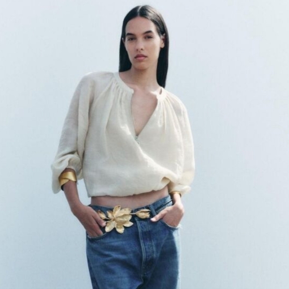 New ZARA 3d Flower Cord Adjustable Belt | NWOT main image 5